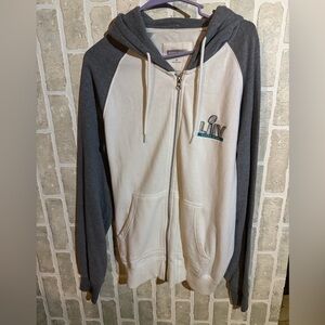 Superbowl LIV NWOT Gray and White Men's Zip Up